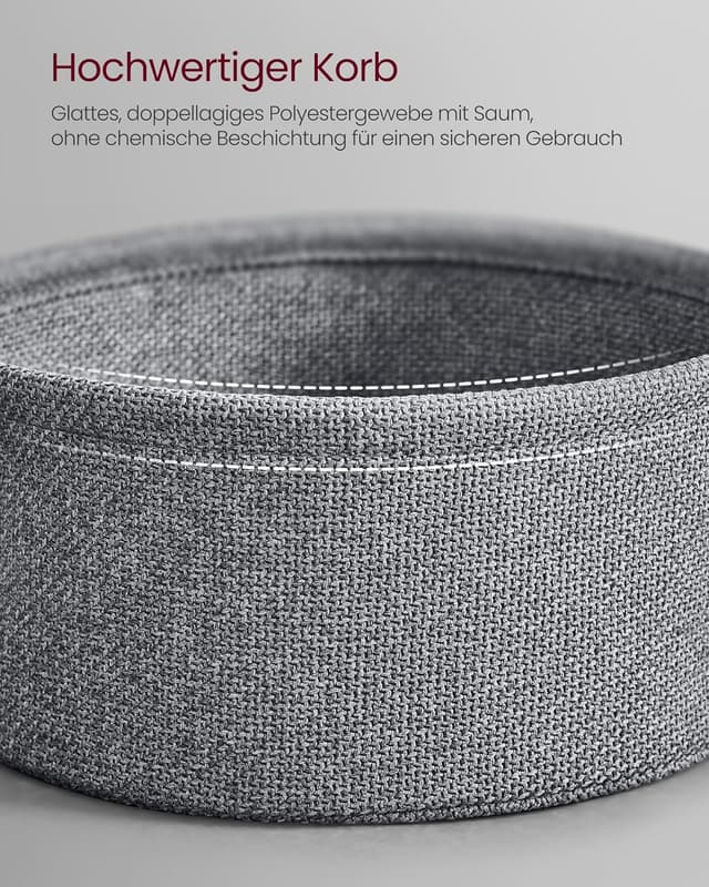 Thumbnail 4 de VASAGLE Couchtisch rund LCT244B56 mit Stoffkorb & Stauraum (tintenschwarz-schiefergrau)