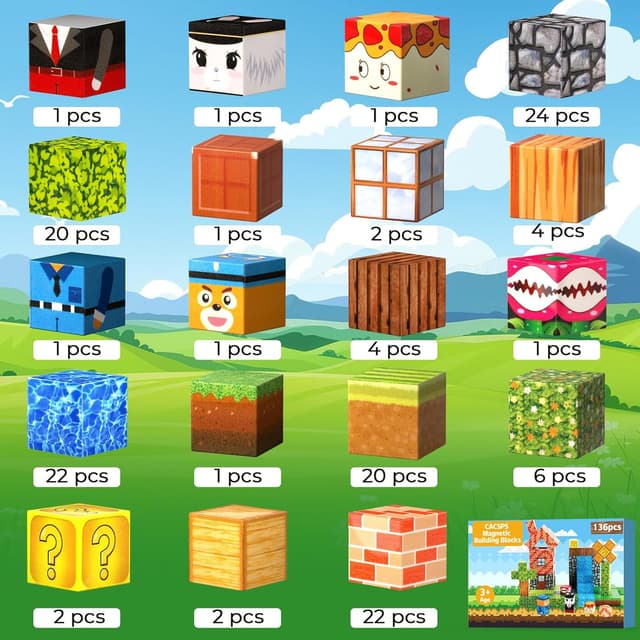 Detalle 2 de CACSPS 136 Stück Magnetische Bausteine