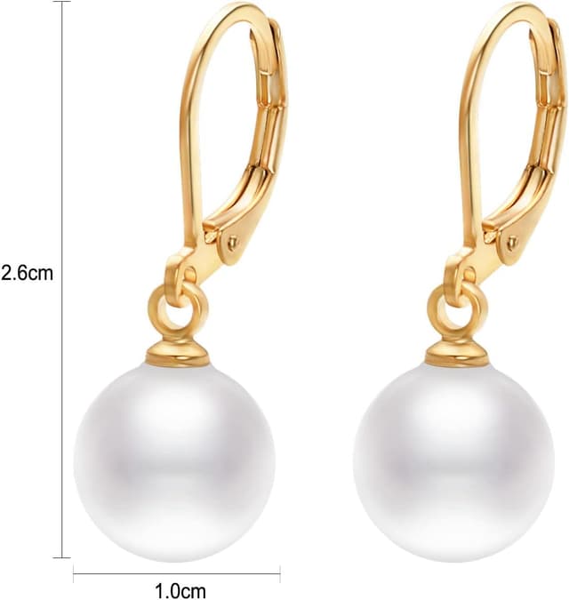 Detalle de Vissen Anhänger-Ohrringe für Damen mit Perlen, Leverback, vergoldet & pastellfarben – hypoallergenem Tragegefühl