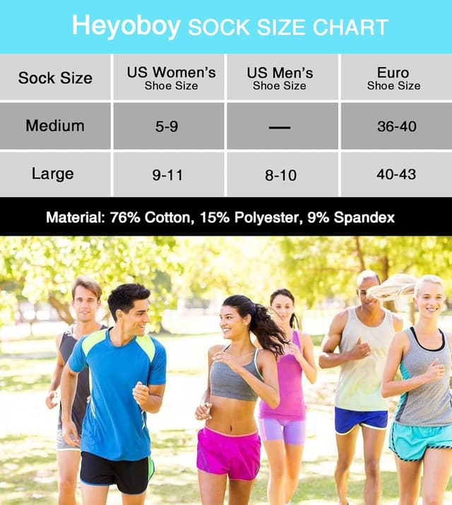 Thumbnail 6 de Heyoboy Womens Ankle Anti-blister Running Socks 5 Pairs