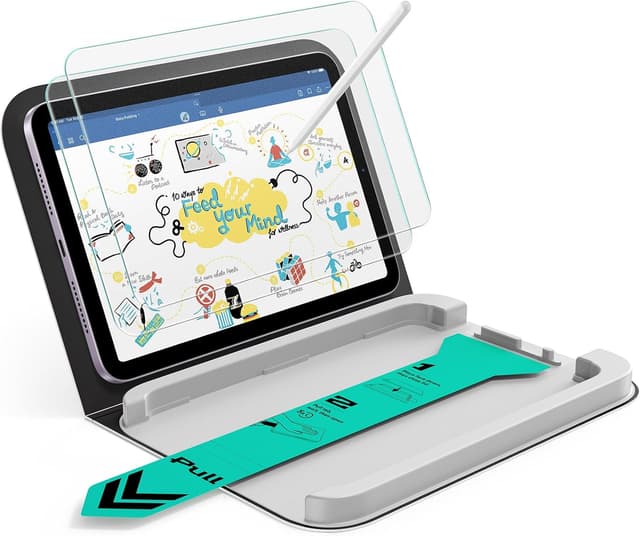 Detalle de ESR Paper-Feel Schutzfolie (2 Stück) für iPad mini 7/6 – mattes 9H Panzerglas mit UltraFit-Ablage