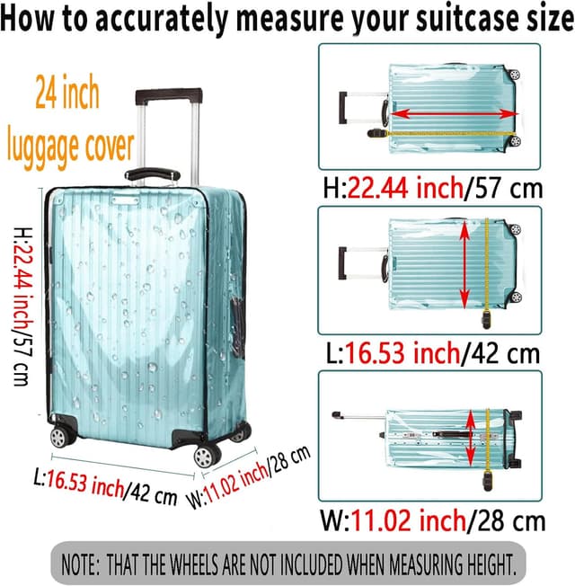 Detalle 2 de GigabitBest TSA-Approved Clear PVC Suitcase Cover for 24" Wheeled Luggage