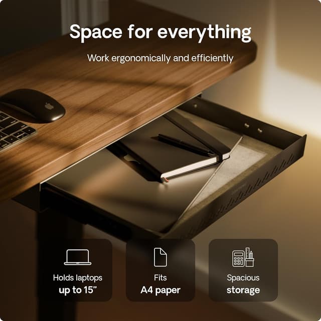 Thumbnail 6 de Desktronic Hidden Organizer under-desk storage drawer (Black) – metal, smooth sliding, easy installation