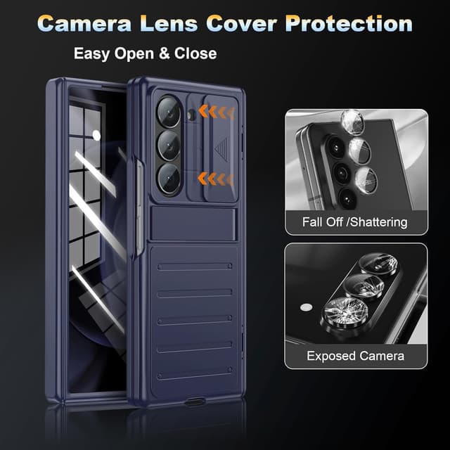 Detalle 2 de for Samsung Galaxy Z Fold6 Slim Hinge Stand Case with Screen Protector (Blue)