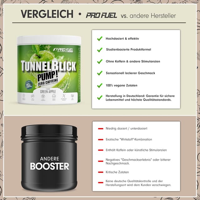 Detalle de Pump Booster³ ohne Koffein (Green Apple, 440 g) – koffeinfrei Pre-Workout Booster mit Citullin, Arginin & Fokus