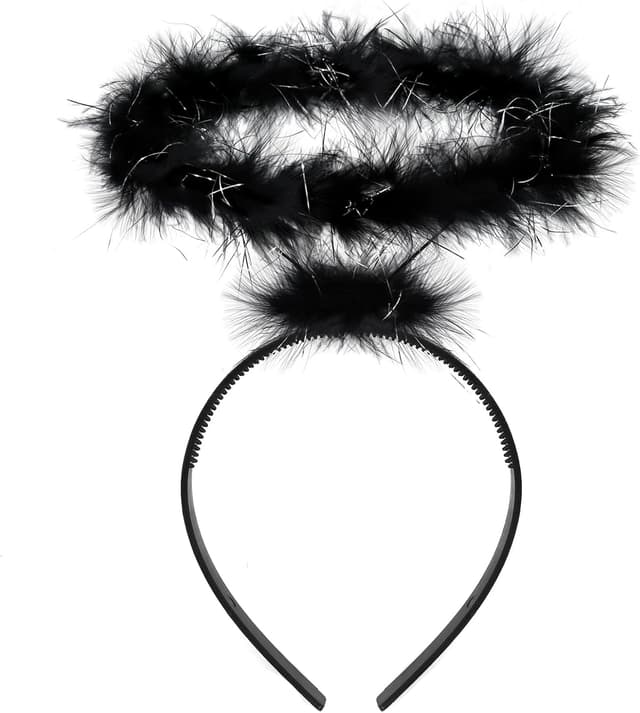 Detalle de Newthinking Angel Wings and Halo Costume Set (Black) for Adults & Kids, 65 x 35cm