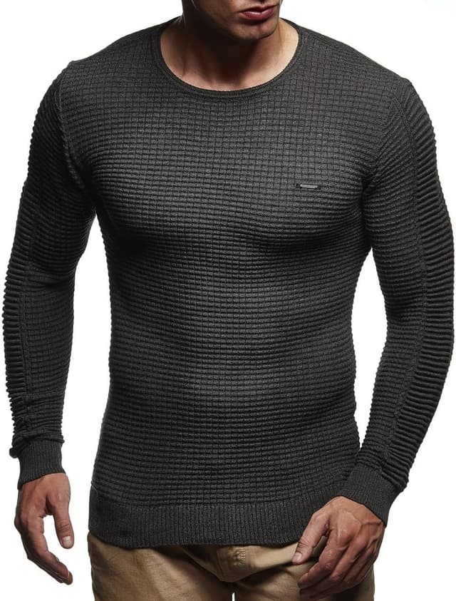 Detalle de Leif Nelson LN1545 pour homme : pull hoodie en maille fine gris (XL)