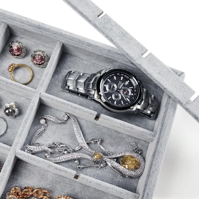 Thumbnail 4 de Papten Bandeja Apilable de Terciopelo para Joyas 💍 (Gris)