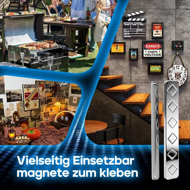 Detalle 2 de Giantzhong Magnetstreifen selbstklebend (8 Stück) – extra stark für Küche, Büro & Kühlschrank