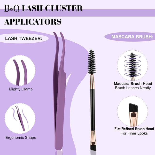 Thumbnail 6 de B&Qaugen Lash Extension Kit (192 Pieces) D Curl Wispy Cluster Lashes DIY Kit