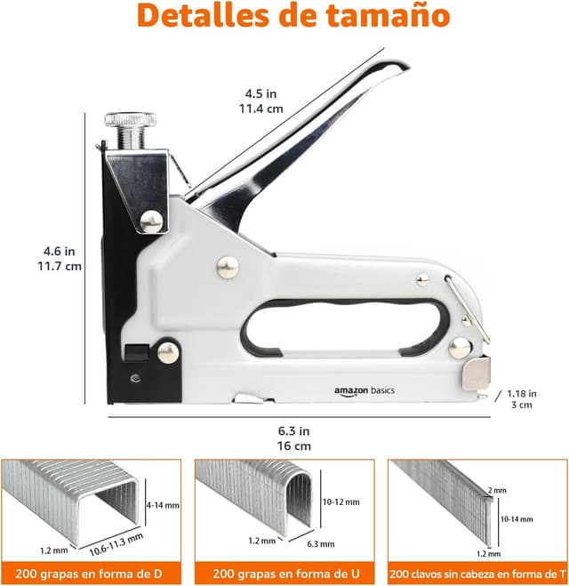 Thumbnail 5 de Amazon Basics Grapadora industrial 3 en 1, 600 grapas 🛠