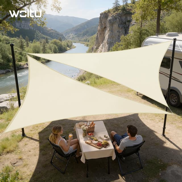 Thumbnail 6 de WOLTU Voile d’ombrage triangulaire 3x3x4,25 m crème, imperméable et anti-UV