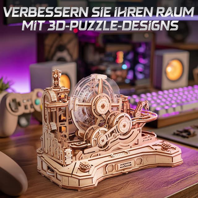 Thumbnail 6 de ROKR 3D Puzzle Holz Kugelbahn Modellbausatz für DIY-Rennen (Gear Ball Challenge, 653-teilig)