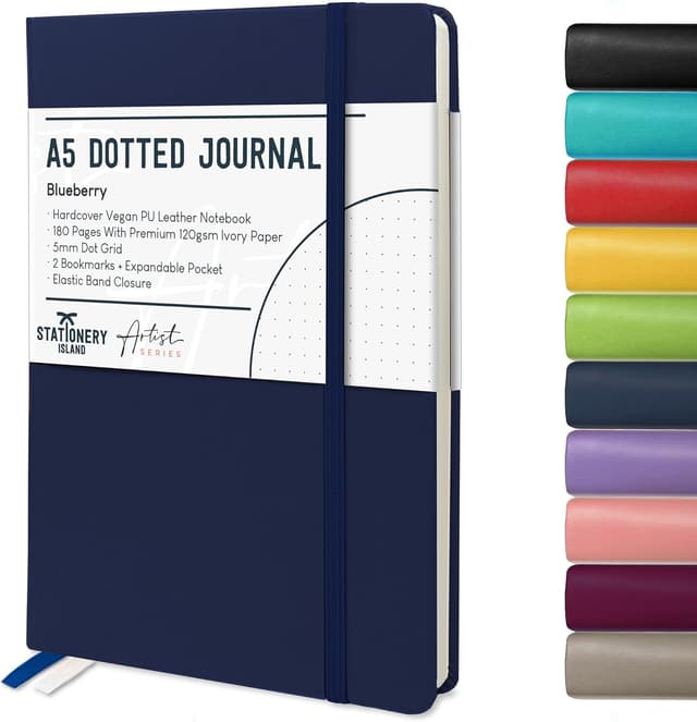 Detalle de Stationery Island Quaderni A5 Bullet Journal puntinato (Mirtillo) – 180 pagine da 120 gsm