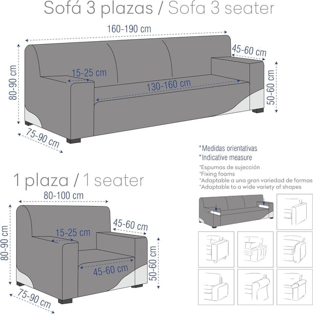 Thumbnail 3 de Eysa Luz funda sofá elástica 3+1+1 Antracita
