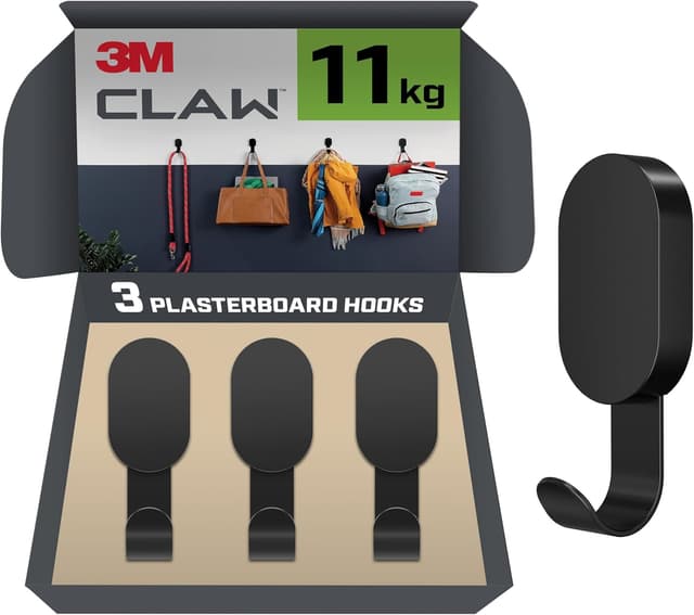 Detalle de 3M CLAW Gipskarton-Haken (3er-Set) bis 11 kg, werkzeuglos montierbar – für Spiegel, Bilder & schwere Deko