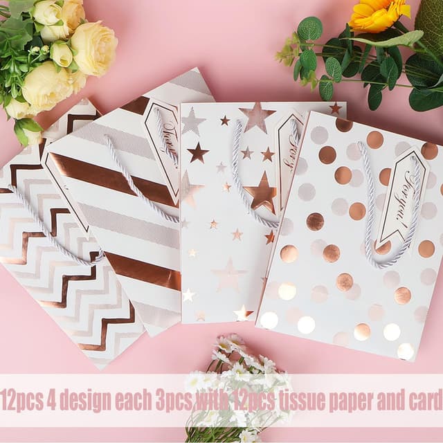 Thumbnail 3 de Gift bag set 12 pack, 9 inch rose gold