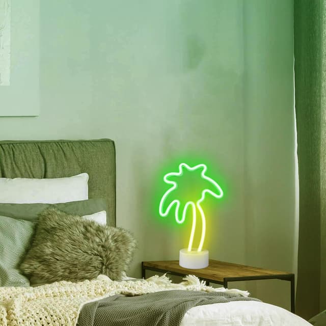 Detalle 2 de Aslanka Kokosnuss-Neonlicht – batteriebetrieben oder per USB für Schlafzimmer, Tisch & Partys