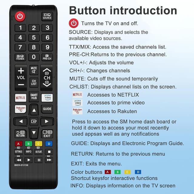 Detalle 2 de QINCINA 2 Pack Universal TV Remote for Samsung Smart TVs (IR) – Replacement with Netflix & Prime Video Buttons