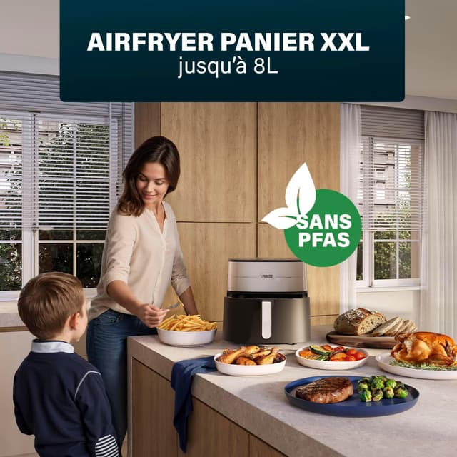 Detalle de Princess Dual Heat Airfryer 8L XXL (182280) – friteuse à air chaud double chauffe