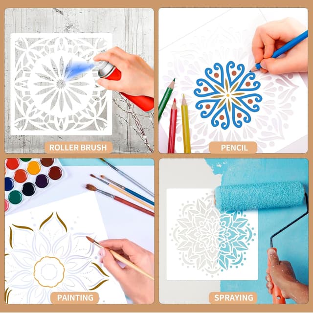 Detalle 2 de MWOOT Mandala Stencils 4 Pack 20x20cm