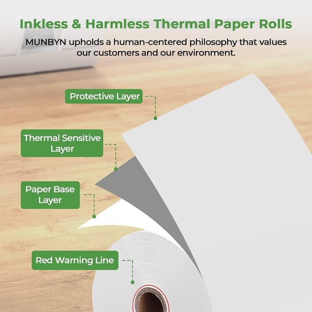 Detalle de MUNBYN Thermal Receipt Paper 80mm 50 Rolls