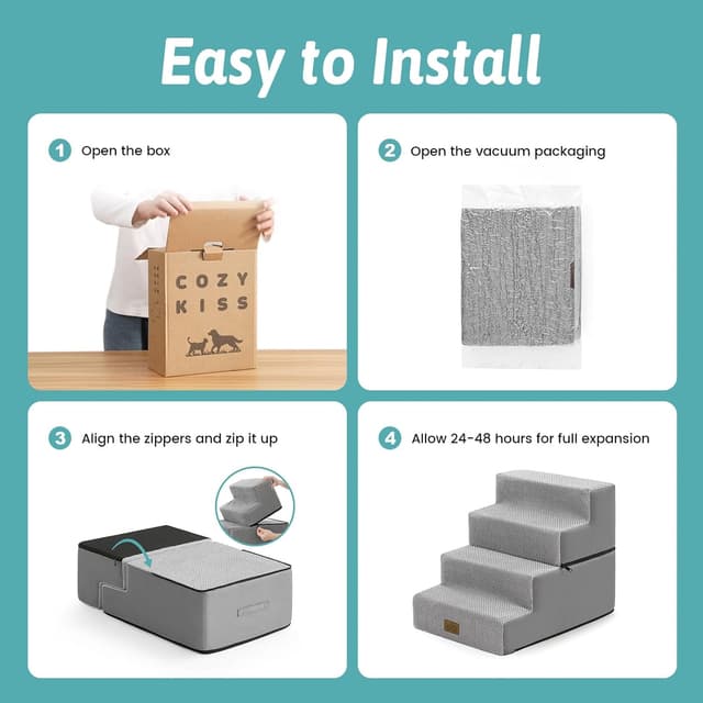 Thumbnail 6 de Small Dog Stairs 4 Tier Grey