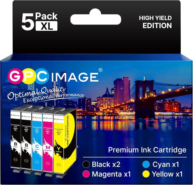Detalle de GPC IMAGE 603XL Druckerpatronen als Ersatz für Epson 603 (5er-Set) für Expression Home & WorkForce