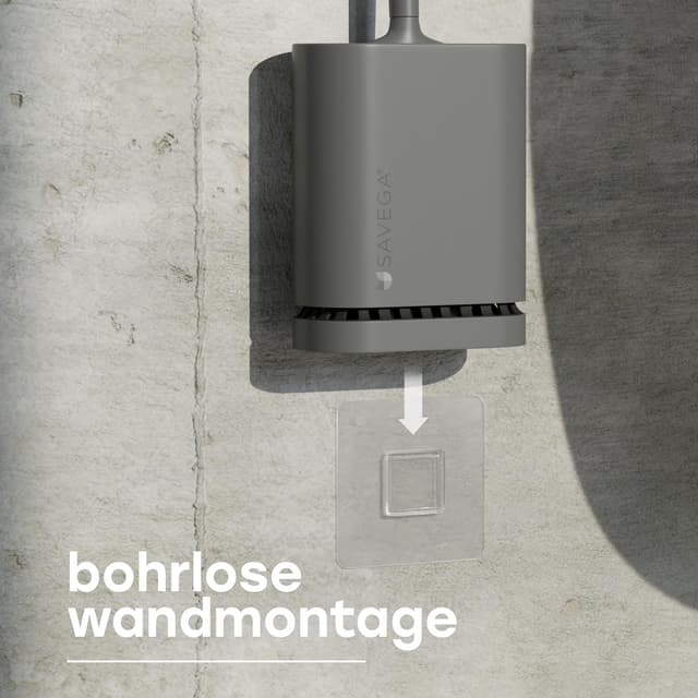 Detalle 2 de SAVEGA Silikon-Klobürste mit flexiblem flachem Kopf und Wandhalterung ohne Bohren (grau matt) – 1er Set