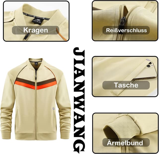 Detalle de W JIANWANG Herren Trainingsanzug Set mit Reißverschluss