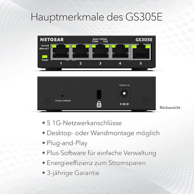Thumbnail 5 de NETGEAR GS305E Managed Switch 5 Port Gigabit