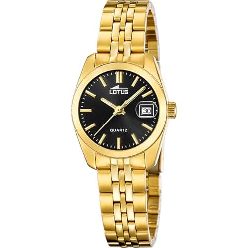Detalle de LOTUS Reloj de mujer analógico Old Money dorado con acero inoxidable 316L y cuarzo