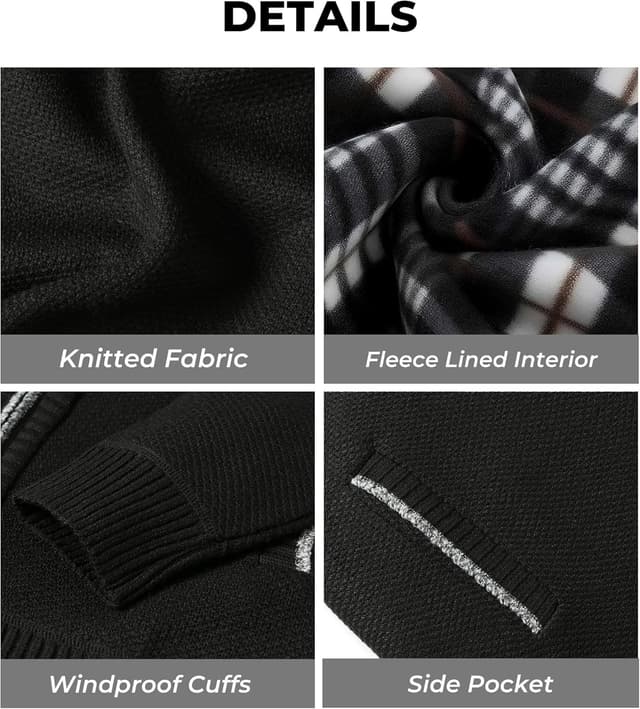 Detalle 2 de GLESTORE Strickjacke für Herren als Trachtenjacke Cardigan mit Fleece-Optik