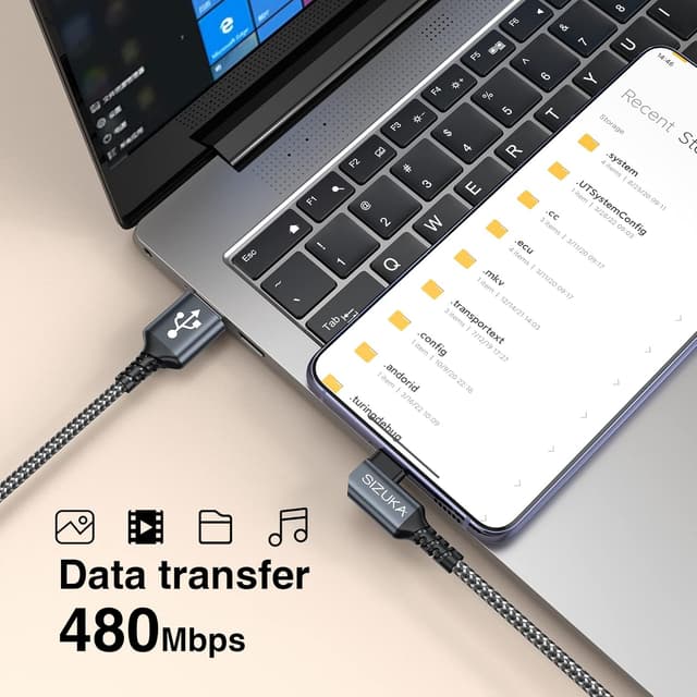 Detalle 2 de USB C Kabel mit 3,1 A Schnellladung, 2er Set