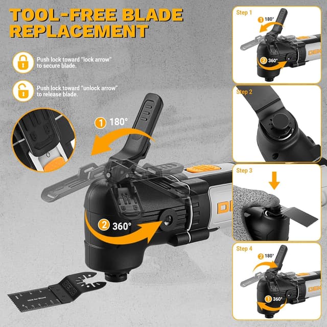 Thumbnail 5 de DEKOPRO Oscillating Multi Tool 300W (15000–22000RPM) with 6-Speed Control