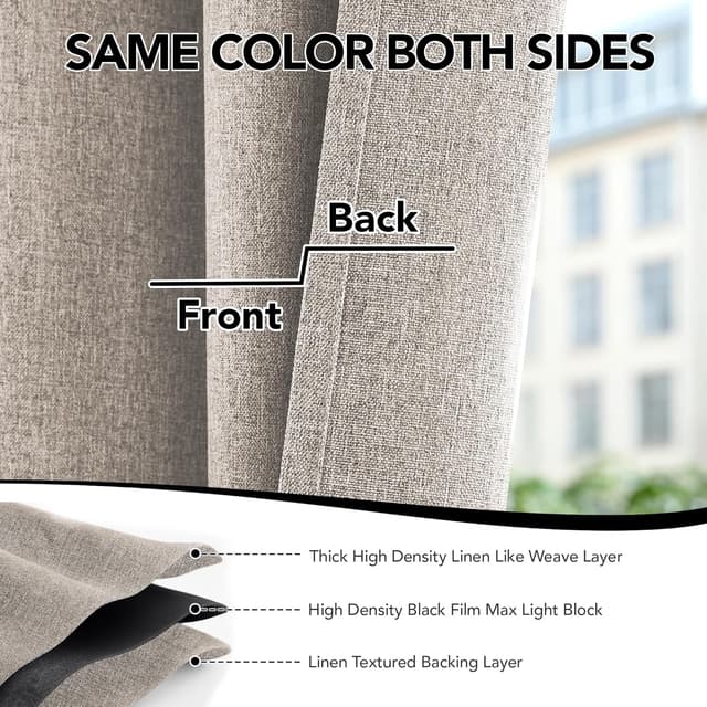 Thumbnail 4 de Deconovo Rideaux occultants kaki 140x180 cm (2 panneaux)