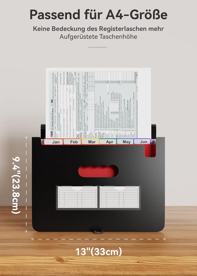 Detalle de ABC life Dokumentenmappe A4 mit Fächern (12 Fächer, wasserdicht) – Regenbogen-Aktenordner