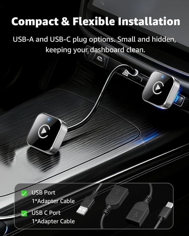 Detalle de Wireless CarPlay & Android Auto Adapter (C99) – Wired zu Wireless Upgrade, Plug & Play