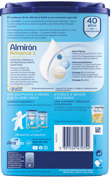Detalle 2 de Almirón Advance 2 Leche de continuación 4×800 g