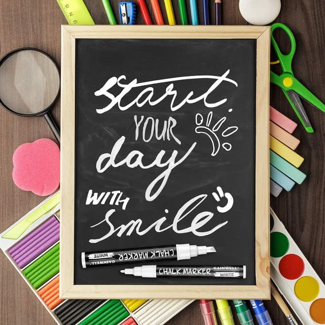 Thumbnail 6 de GAINWELL White Liquid Chalk Markers (3mm & 6mm nibs) – Water-Based Wet Wipe Erasable, 4 Pack