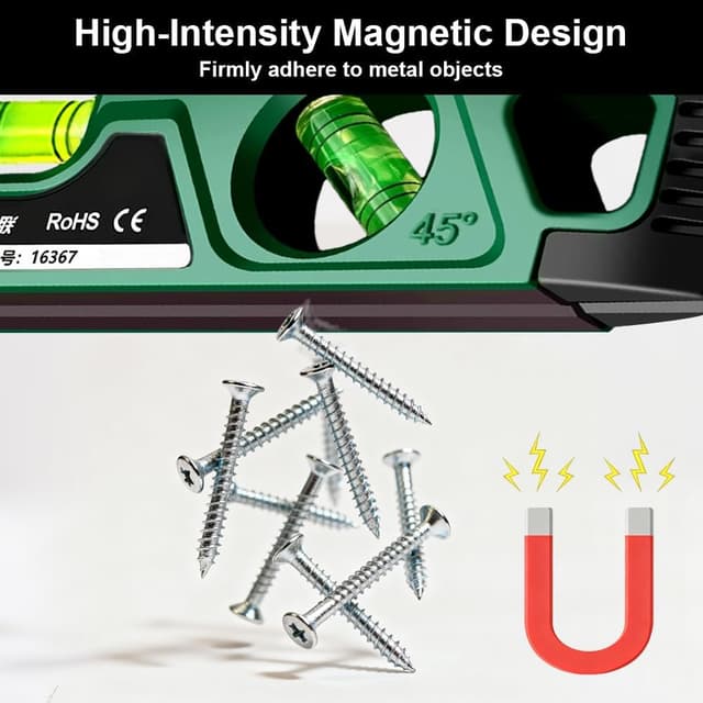 Detalle 2 de Niveau à bulle magnétique Flintronic 230 mm avec 3 fioles (180°/90°/45°) en aluminium