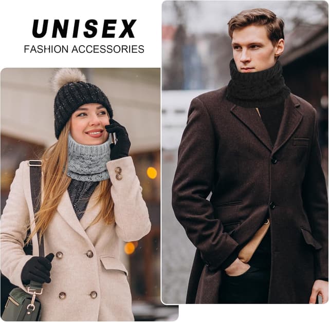 Detalle 2 de Figarge 2er-Pack Winter-Halsschlauch für Ski & Outdoor – Schlauchschal mit Fleece-Futter