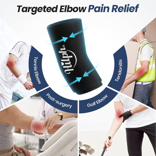 Detalle de Hilph Elbow Ice Pack Compression Sleeve – reusable cold and hot gel wrap (Size M)