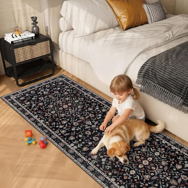 Detalle de IMIYOKU Washable Floral Hallway Runner Rug (Non Slip) 65x240cm