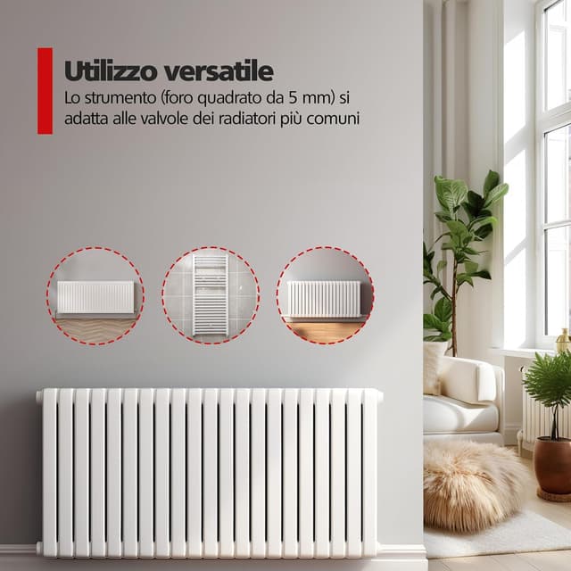 Detalle de RAVN HAMAN set da 3 chiavi di sfiato per termosifoni in alluminio, bianche