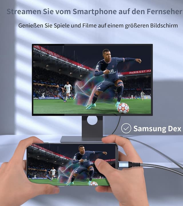 Detalle de sweguard Cavo USB-C a HDMI 4K 2 m: adattatore per trasferire lo schermo dal dispositivo con USB‑C/Thunderbolt