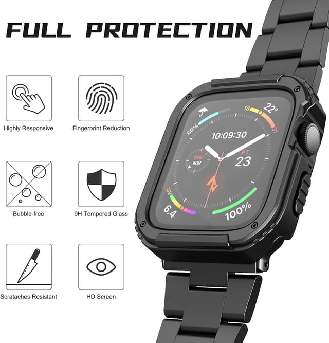 Detalle de Adepoy 2-Pack Rugged Case for Apple Watch 38mm Series 3/2/1 with Tempered Glass Screen Protector