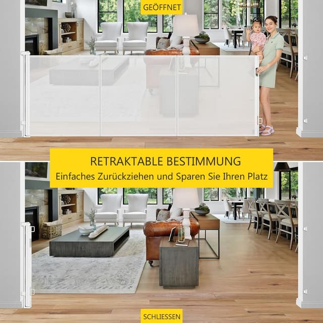 Detalle 1 de Treppenschutzgitter ausziehbar 300 cm, weiß