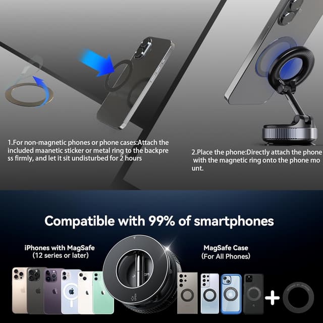 Thumbnail 6 de DOPKUSS Vakuum Magnetische Handyhalterung Vmag-S1 fürs Auto (360° drehbar, Saugnapf, klappbar) – Schwarz