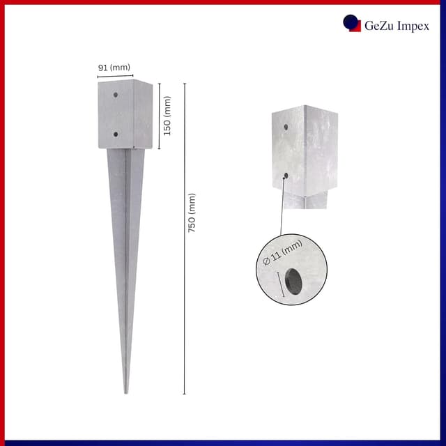 Detalle 2 de GeZu Impex support poteau à enfoncer 91 x 91